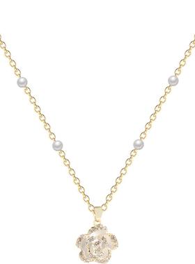 山茶花珍珠款项链法式轻奢