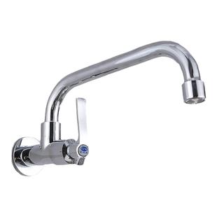 入墙式水龙头单冷横管立式滚珠横式高弯全铜旋转阳台式洗菜盆龙头