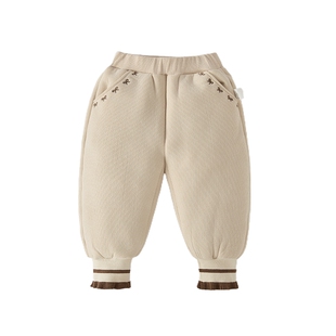 [抑菌锁温]女童休闲裤女小童秋冬加绒裤子花边儿童冬装宝宝束脚裤