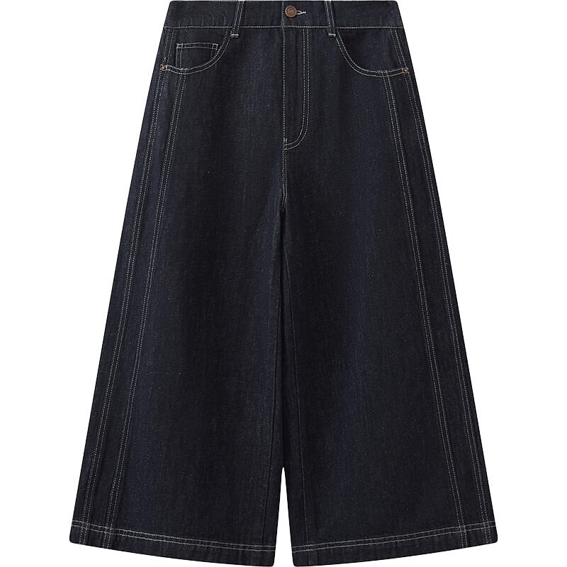 【商场同款】播26夏新品棉麻水洗牛仔裤女高腰阔腿裤BDT2KD1996
