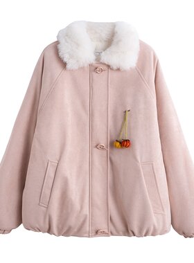 仿鹿皮绒外套少女秋冬加绒棉衣服