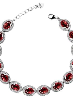 纯银镶嵌天然酒红宝石时尚