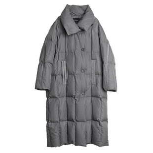 【暖绒絮语】ELLE立领灰色羽绒服女25冬新款90白鸭绒长款保暖外套