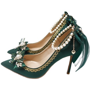 lolita鞋子花嫁鞋一夜物语原创尖头18岁成人礼高跟细跟洛丽塔lo鞋