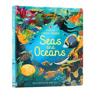 Usborne出品 看里面系列 海洋 Look Inside Seas and Oceans 英文原版绘本 纸板翻翻书 儿童启蒙科普绘本 亲子共读