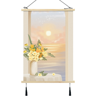 布艺挂画装饰画客厅卧室床头竖版墙壁画现代简约电表箱遮挡画布