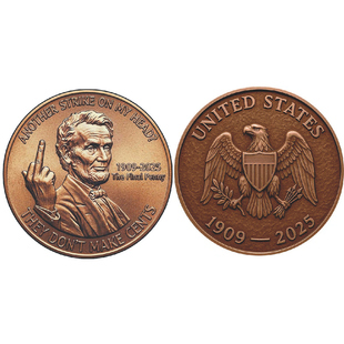 一美分硬币停产林肯纪念章Final Cent 1909-2025硬币金属浮雕文创