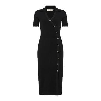 DVF黑色曜石针织裹式连衣裙
