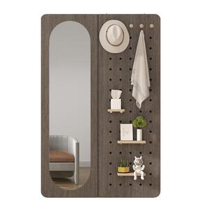 洞洞板穿衣镜一体卧室试衣镜玄关壁挂穿衣镜挂墙家用衣帽架镜子