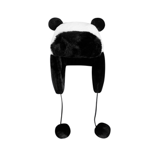 谷爱凌同款熊猫雷锋帽萌系可爱毛绒加绒保暖护耳帽滑雪帽帽子女潮