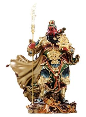 台湾铜彩绘关公神像招财关二爷像