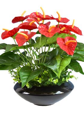 红掌仿真植物假花绿植盆栽装饰品
