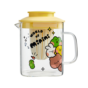 布朗熊凉水壶玻璃水壶家用冷水壶泡茶壶杯套装耐高温玻璃凉水杯