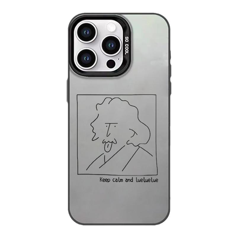 哩卜哩卜线条爱因斯坦适用iPhone15/16promax手机壳华为pura70小米13红米k70彩银IQOOneo9小众vivo一加ace3