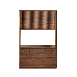 水墨兰亭北美黑胡桃木边柜客厅家用储物柜复古风立柜书架2026新款