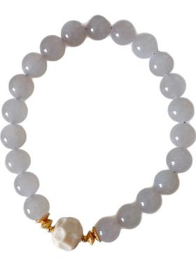 国风烟紫和田玉猛犸牙无相珠手串