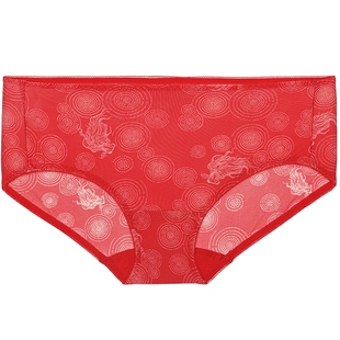 【涟涟有鱼好事将近】爱慕内裤女红色柔软中腰平角裤AM236942