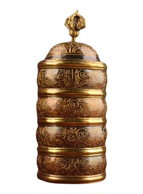 尼泊尔米盒藏式家用供品摆件米壶