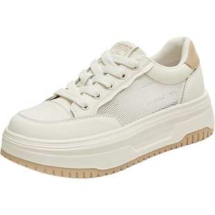 天美意网面透气厚底增高小白鞋女休闲运动板鞋夏季新款BK561BM5