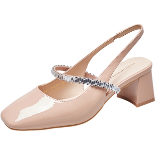 意尔康包头凉鞋女外穿2026春夏新款高跟百搭通勤一字扣玛丽珍单鞋