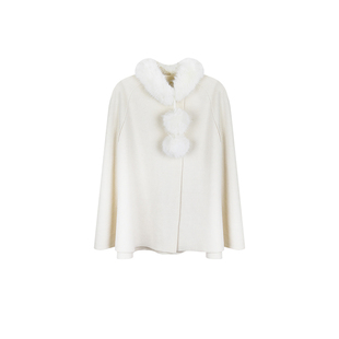 安妮不火 千金感20绵羊毛双面呢斗篷外套女微胖大码遮肉显瘦披风