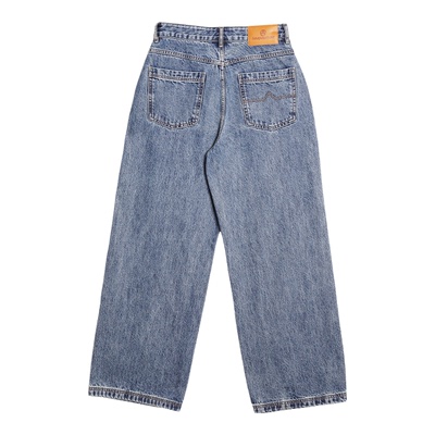 ACUPUNCTURE爱克佩特【宽松版】水洗做旧牛仔裤白色印花直筒复古