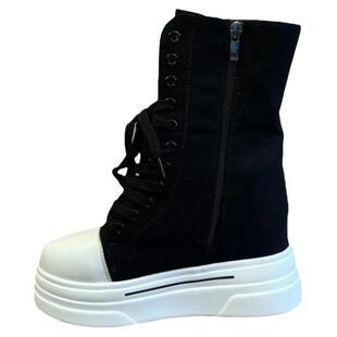 帆布鞋女2024新款私人定制隐形内增高14cm时尚百搭超轻韩版两穿鞋