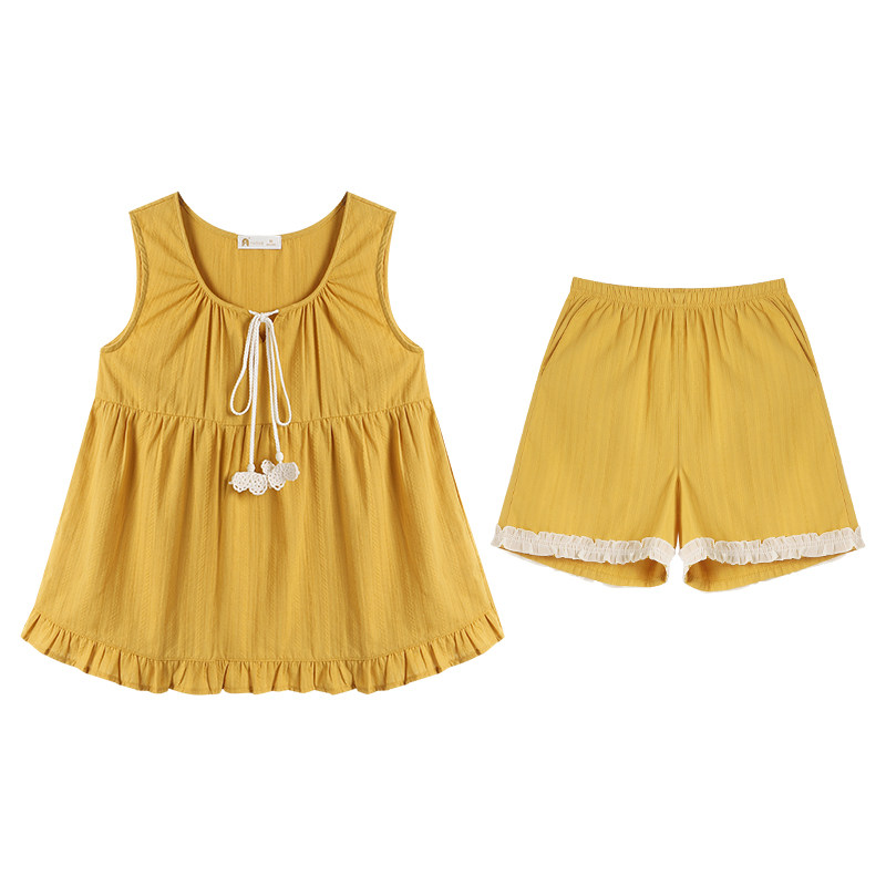 夏季纯棉甜美少女清凉家居服套装