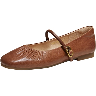 TATA他她超模玛丽珍鞋女平底单鞋女真皮休闲小皮鞋2026新Y8GB1AQ6