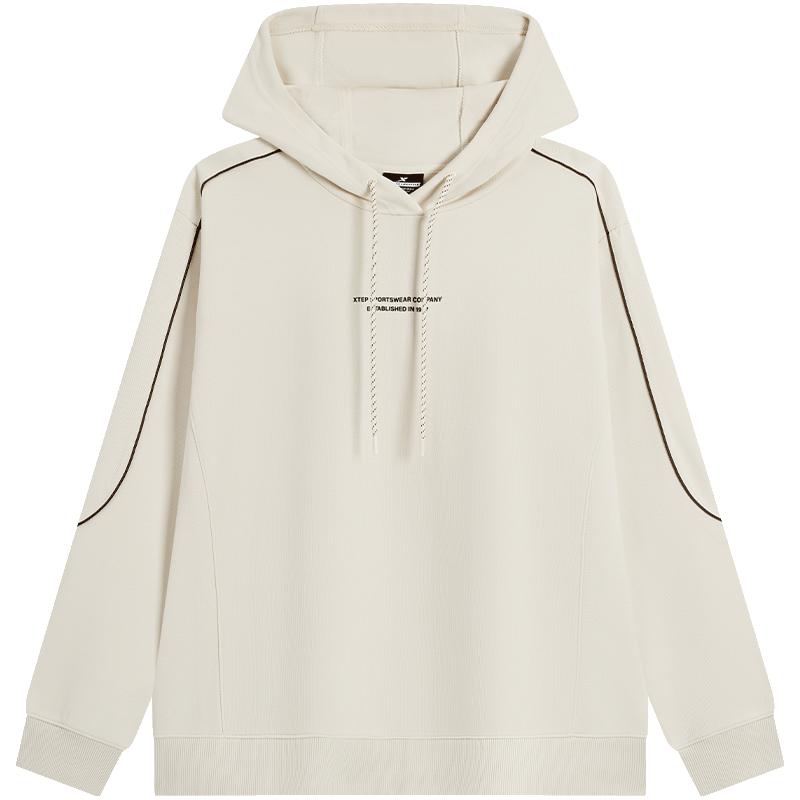 特步连帽卫衣女官方正品春秋休闲百搭长袖运动上衣976328930042