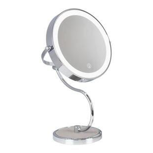 化妆镜led双面带灯台式镜子可旋转智能放大充电桌面发光梳妆镜