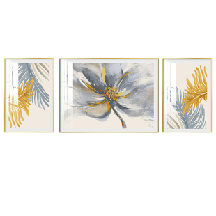 现代简约客厅装饰画新款沙发背景墙挂画抽象轻奢餐厅三联晶瓷挂画