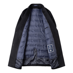 皮尔卡丹男款羊绒大衣高级感中长款中老年可拆卸羽绒内胆羊毛外套