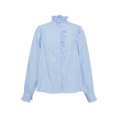 PORTSPURE穿棉条纹花边领衬衫