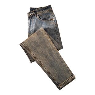 新百伦高端牛仔裤男款修身直筒百搭潮牌九分弹力牛仔裤2026新款男