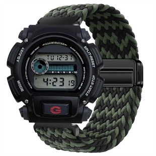 适用G-SHOCK卡西欧DW-9052编织表带dw9052磁吸替换透气可调节腕带