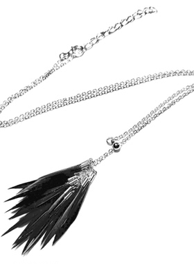 黑鸟原创羽毛项链黑白小巧简约