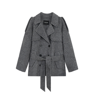 1XTWO 自持矜贵 气质羊毛双面呢外套女高级感宽松短款呢子大衣