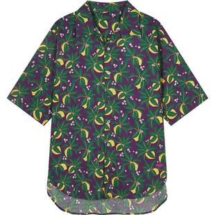 速写男装夏季新款印花衬衫翻领宽松设计感潮流前卫时髦短袖衬衣