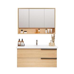 顾家家居原木色浴室柜现代简约洗脸盆柜组合陶瓷一体洗漱台卫浴柜