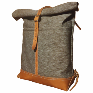 守工新款复刻卷轴胡椒盐背包 经典复古二战胡椒盐背包牛皮双肩包