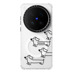Tastecase腊肠狗透明磁吸手机壳适用vivo x300Ultra/300Pro磨砂防摔保护壳新款原创高级可爱小狗磁吸手机支架