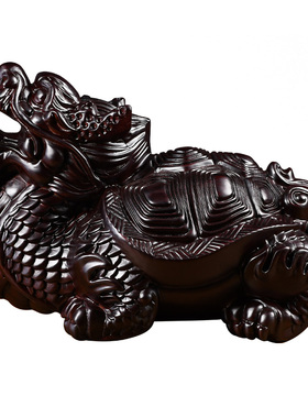 摆件红木雕刻工艺品龙头玄武家居