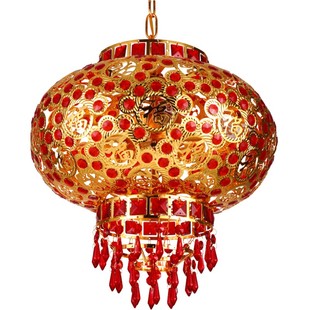 阳台中式吊灯大红结婚新年春节走马灯LED旋转水晶乔迁装饰小灯笼