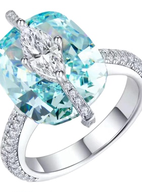 石上石海蓝宝戒指晚宴生日超闪钻