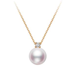 海水akoya珍珠项链吊坠单钻石生日礼物女生18K金真珠宝极强光正品