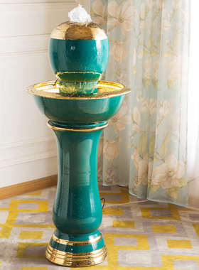 创意现代简约循环陶瓷流水器喷泉招财客厅办公室家居摆件开业礼品