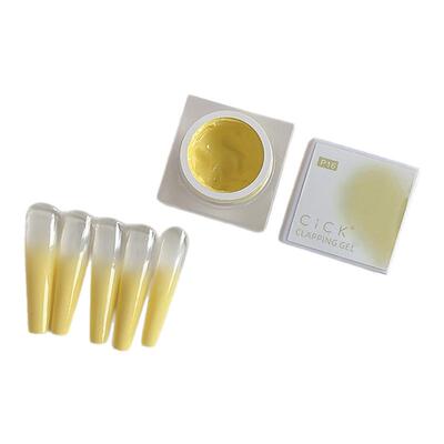 美甲小鸡黄清新黄色晕染拍拍胶