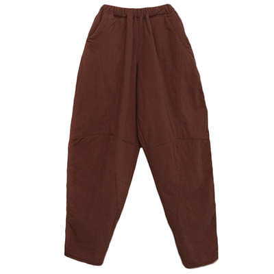 新中式夹棉裤子棉麻灯笼裤外穿