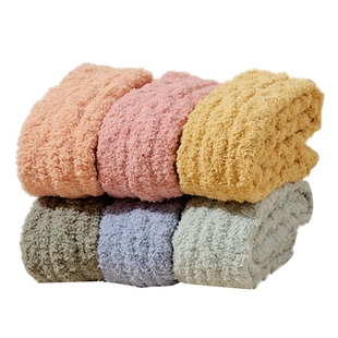 珊瑚绒袜子女冬季小腿月子袜加绒加厚地板袜秋冬保暖睡眠家居长袜